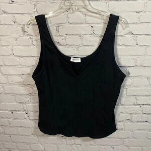 Better Be Plus Black Ribbed Crop Tank